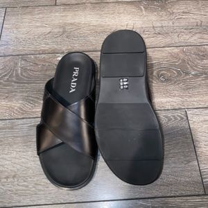 Prada brushed leather black sandals